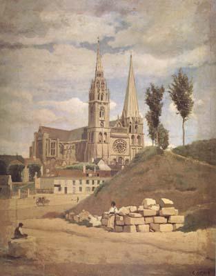 Jean Baptiste Camille  Corot La cathedrale de Chartres (mk11) oil painting picture